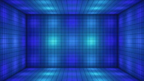 Broadcast Hi-Tech Blinking Illuminated Cubes Room Stage, Blue, Events,3D,Loop,4K Stock Footage 239470489