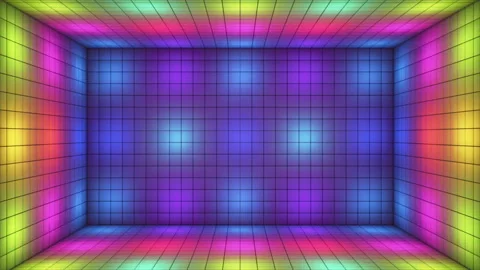 Broadcast Hi-Tech Blinking Illuminated Cubes Room Stage,Multi Color,Events,3D,4K Stock Footage 300777111