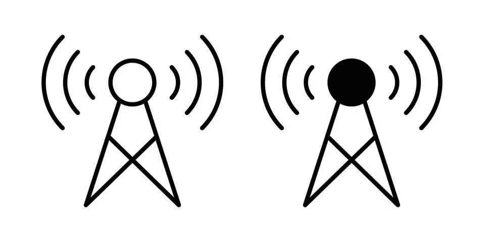 Broadcast icon thin line and clipart style vector set Stockillustratie