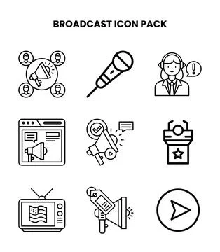 Broadcast Line Design Icons Pack Ilustración de archivo