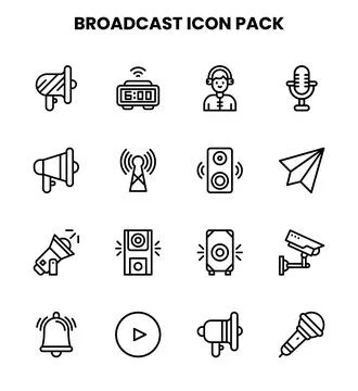 Broadcast Line Graphics Icons Pack Ilustración de archivo