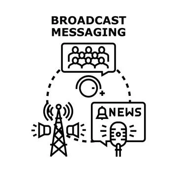 Broadcast messaging information transmitting news to a wide audience Stock-Illustration