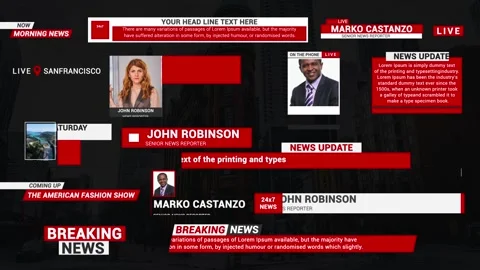 Broadcast News Lower Thirds After Effects stock