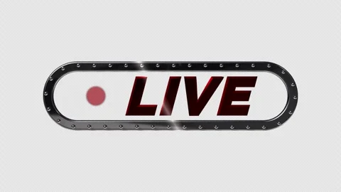 Broadcast Overlay 3D Live Symbol with Red &amp; White Glass Effects Stock Footage 342780506