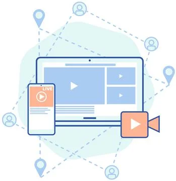 Broadcast program for electronic devices. Application for watching and recording Ilustración de archivo