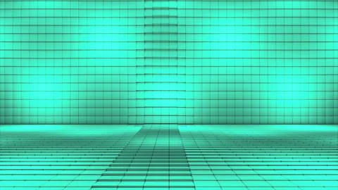 Broadcast Pulsating Hi-Tech Alternate Blinking Illuminated Cubes Stage Floor, 4K Stock Footage 321823980