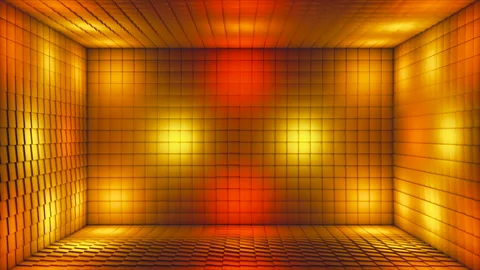 Broadcast Pulsating Hi-Tech Alternate Blinking Illuminated Cubes Room Stage, 4K Stock Footage 333033754