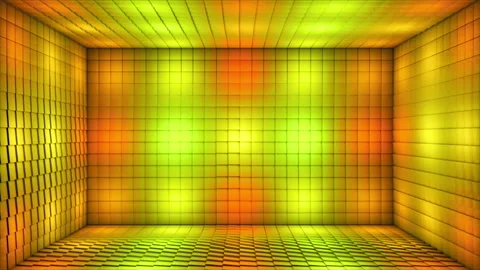 Broadcast Pulsating Hi-Tech Alternate Blinking Illuminated Cubes Room Stage, 4K Stock Footage 333033918