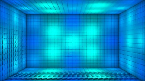 Broadcast Pulsating Hi-Tech Alternate Blinking Illuminated Cubes Room Stage, 4K Stock Footage 333034003