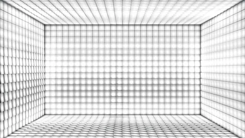 Broadcast Pulsating Hi-Tech Alternate Blinking Illuminated Cubes Room Stage, 4K Stock Footage 333034159
