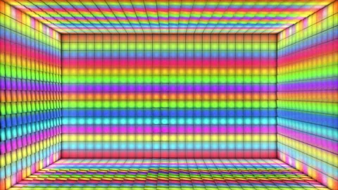 Broadcast Pulsating Hi-Tech Alternate Blinking Illuminated Cubes Room Stage, 4K Stock Footage 333034198