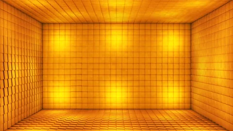 Broadcast Pulsating Hi-Tech Cubes Room Stage, Golden, Events, 3D, Loopable, 4K Stock Footage 138609289