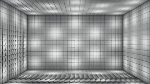 Broadcast Pulsating Hi-Tech Illuminated Cubes Room Stage, Gray,Events,3D,Loop,4K Stock Footage 230152165