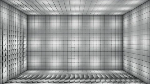 Broadcast Pulsating Hi-Tech Illuminated Cubes Room Stage, Gray,Events,3D,Loop,4K Stock Footage 231602178
