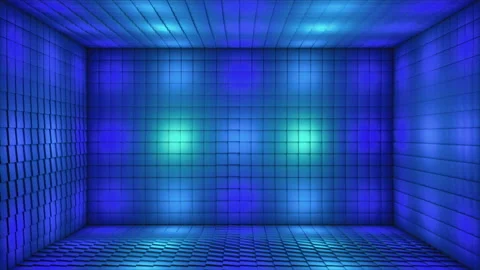 Broadcast Pulsating Hi-Tech Illuminated Cubes Room Stage, Blue,Events,3D,Loop,4K Stock Footage 238624102
