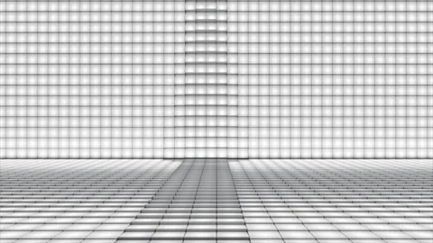 Broadcast Pulsating Hi-Tech Illuminated Cubes Stage Floor, Grayscale, Events, 4K Stock Footage 328986943