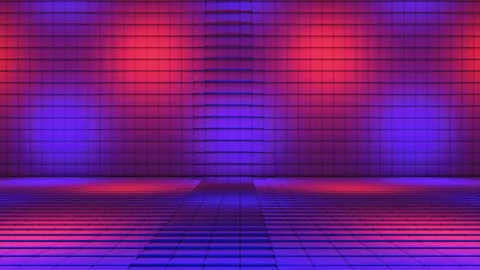Broadcast Pulsating Switching Hi-Tech Illuminated Cubes Stage Floor, Multi Color Stock Footage 329908668