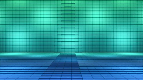 Broadcast Pulsating Switching Hi-Tech Blinking Illuminated Cubes Stage Floor, 4K Stock Footage 329910551