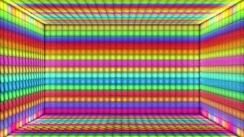 Broadcast Pulsating Switching Hi-Tech Illuminated Cubes Room Stage,MultiColor,4K Stock Footage 333033106