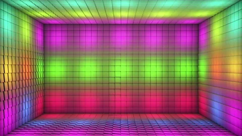 Broadcast Pulsating Switching Hi-Tech Illuminated Cubes Room Stage,MultiColor,4K Stock Footage 333033302
