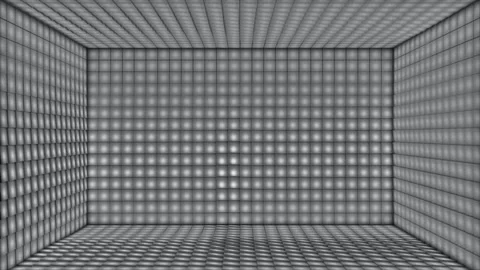 Broadcast Pulsating Switching Hi-Tech Blinking Illuminated Cubes Room Stage, 4K Stock Footage 333034966