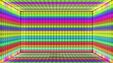 Broadcast Pulsating Switching Hi-Tech Blinking Illuminated Cubes Room Stage, 4K Stock Footage 333035195