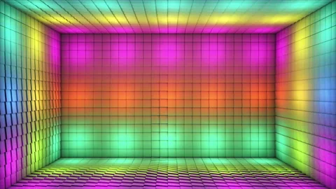 Broadcast Pulsating Switching Hi-Tech Illuminated Cubes Room Stage,MultiColor,4K Stock Footage 333968187