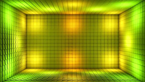 Broadcast Pulsating Switching Hi-Tech Blinking Illuminated Cubes Room Stage, 4K Stock Footage 346059303