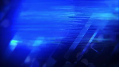 Broadcast screen saver. A play of light against a backdrop of shimmering blue Stock Footage 241448126