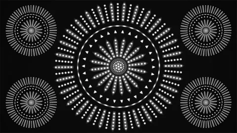 Broadcast Spinning Hi-Tech Blinking Illuminated Patterns, Gray, Events, Loop, 4K Stock Footage 219802126