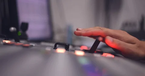 Broadcast studio video and audio switcher mixer Stock Footage 125523142