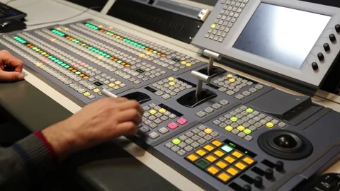Broadcast Studio Video Mixer Operation Stock Footage 344910939