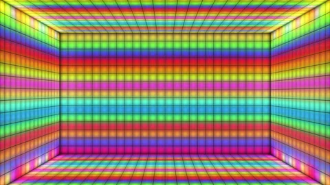 Broadcast Switching Hi-Tech Illuminated Cubes Room Stage, Multi Color, Events,4K Stock Footage 333033404
