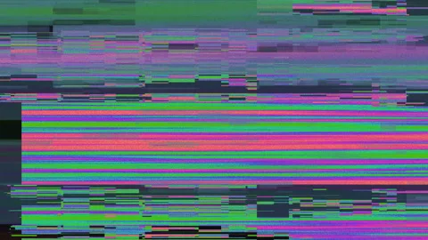 Broadcast Terrestrial TV Static Display with Noise Pattern and Glitch Stock Footage 153778757