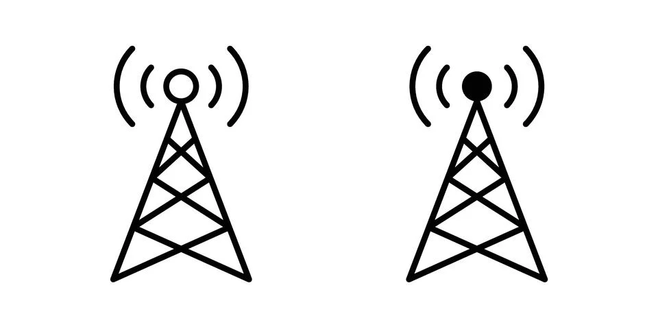 Broadcast tower icon silhouette vector set. thin line pack Stockillustratie