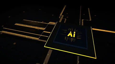 Broadcast tracking motion showcasing a luxury golden quantum CPU core Stock-Footage 335925839