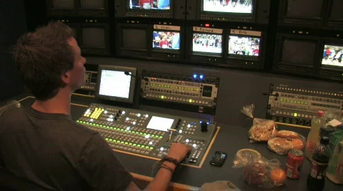 Broadcast truck Stock Footage