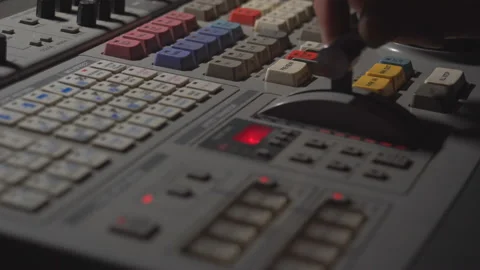 Broadcast Tv Studio Production - Vision Switcher Studio Director broadcast video Video stock 112561641