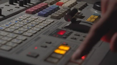 Broadcast Tv Studio Production - Vision Switcher Studio Director broadcast video Video stock 112562602