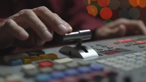 Broadcast Tv Studio Production - Vision Switcher Studio Director broadcast video Stock Footage 115585574