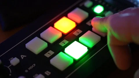 Broadcast Tv Studio Production - Vision Switcher, Broadcast video mixer - dolly Stock Footage 126415674