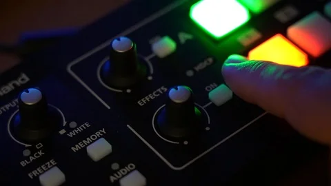 Broadcast Tv Studio Production - Vision Switcher, Broadcast video mixer - dolly Stock Footage 126415912