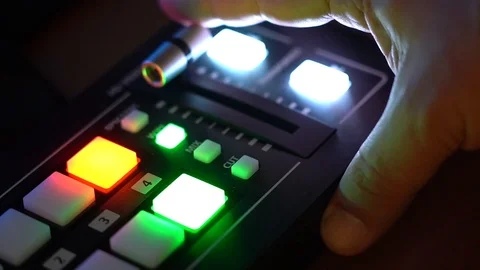 Broadcast Tv Studio Production - Vision Switcher, Broadcast video mixer - dolly Stock Footage 126416045