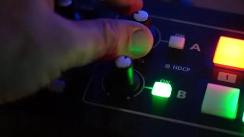 Broadcast Tv Studio Production - Vision Switcher, Broadcast video mixer - dolly Stock Footage 126416945