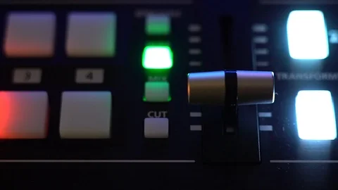Broadcast Tv Studio Production - Vision Switcher, Broadcast video mixer - dolly Stock Footage 126417084