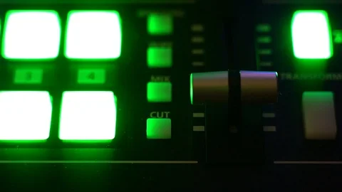 Broadcast Tv Studio Production - Vision Switcher, Broadcast video mixer - dolly Stock Footage 126417265