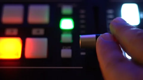 Broadcast Tv Studio Production - Vision Switcher, Broadcast video mixer - dolly Stock Footage 126417412