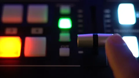 Broadcast Tv Studio Production - Vision Switcher, Broadcast video mixer - dolly Stock Footage 126417620
