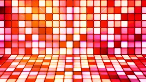 Broadcast Twinkling Hi-Tech Cubes Stage, Red Orange, Abstract, Loopable, 4K Stock Footage 69285610