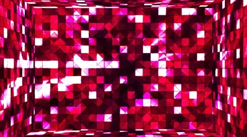 Broadcast Twinkling Hi-Tech Squares Room, Red Magenta, Abstract, Loopable, 4K Stock Footage 66579766